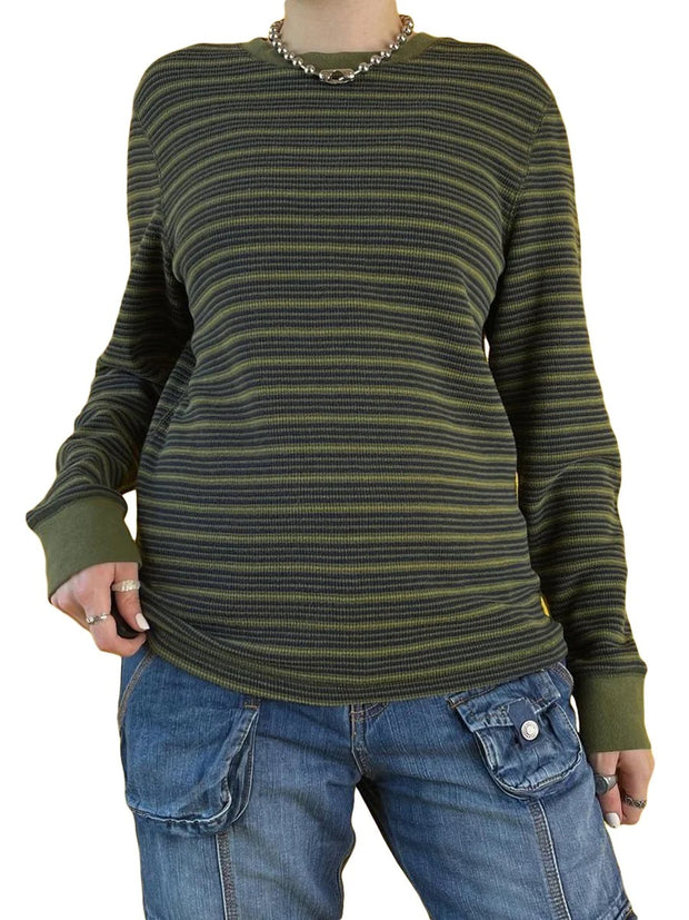 Elisaria – Chemise rayée à manches longues et col rond