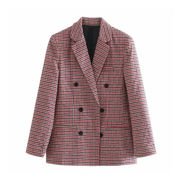 Edeltraud - Klassischer Doppelreihiger Blazer mit Karomuster