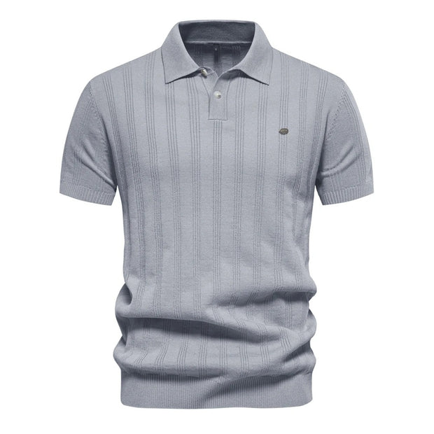 Jorven - Strukturiertes Poloshirt mit Retro-Streifen