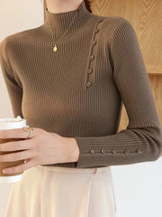 Friedrich – Pull élégant avec boutons décoratifs et col montant