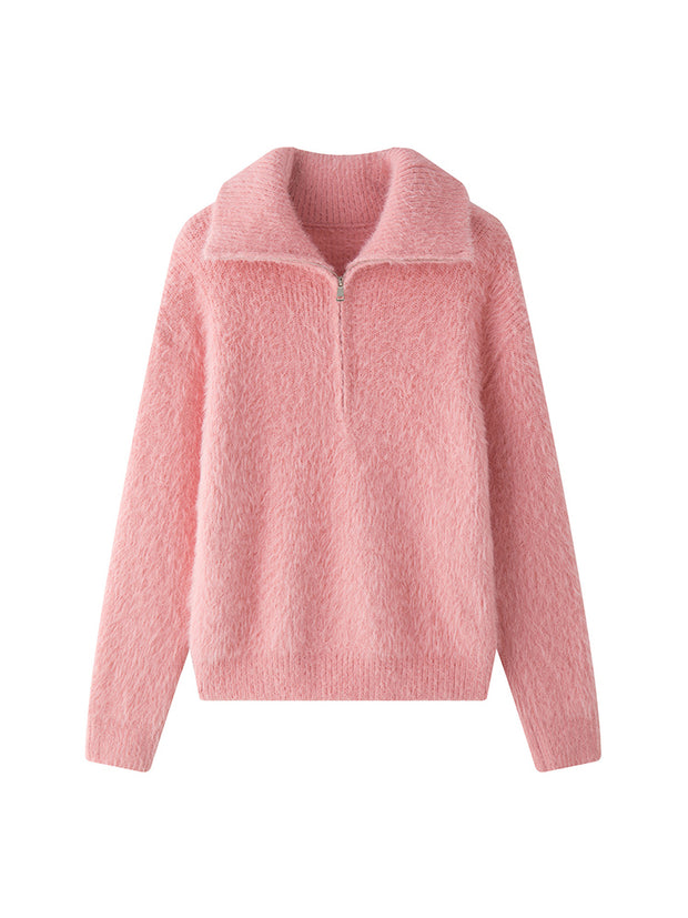 Gisela - Flauschiger Pullover mit Reißverschluss