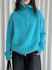 Gisela - Flauschiger Pullover mit Reißverschluss