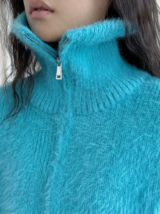 Gisela - Flauschiger Pullover mit Reißverschluss