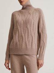 Brunhilde - Eleganter Zopfmuster-Rollkragenpullover