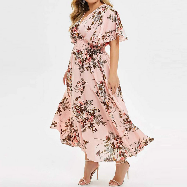 Karoline - Robe longue pour femme en mousseline fleurie