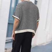 Darnulf - Gestreiftes Strickshirt mit Kontrastkragen