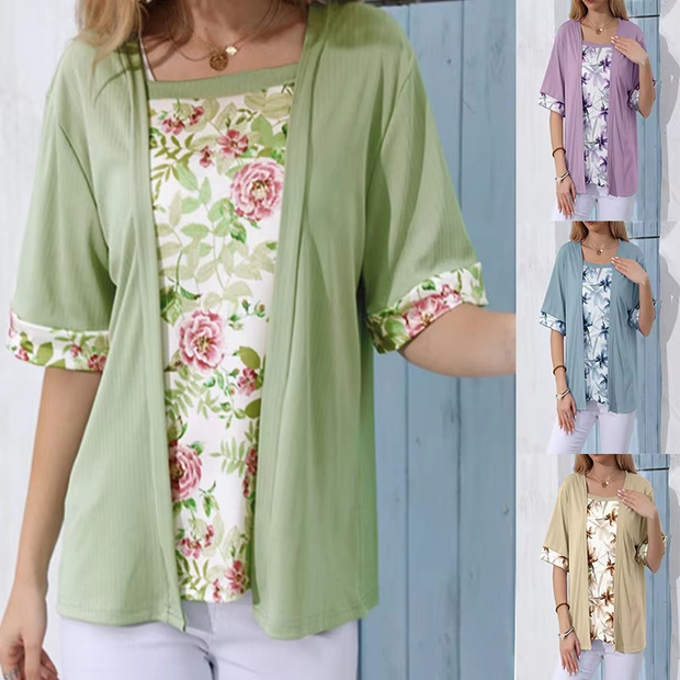 Carlotta - Modisches Fake-Zweiteiler-Shirt mit Print
