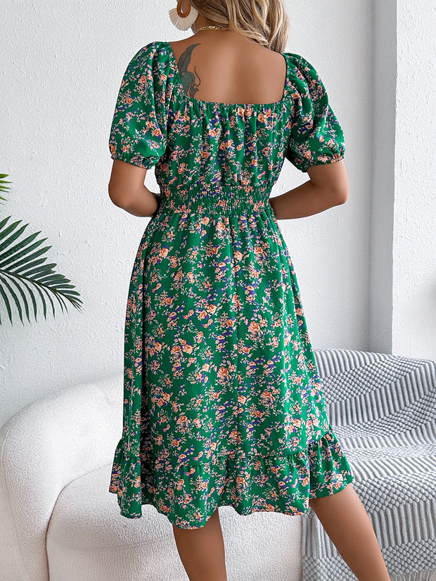 Liselotte – Robe fleurie féminine à manches bouffantes