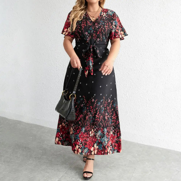 Juliann - Robe longue fleurie grande taille