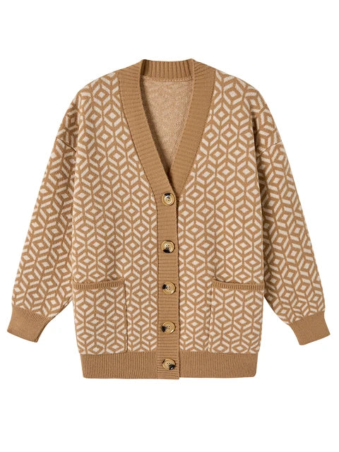 Lia - Cardigan élégant en maille avec patte de boutonnage