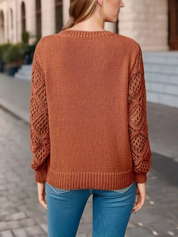 Elsie - Pull en maille unie à col en V