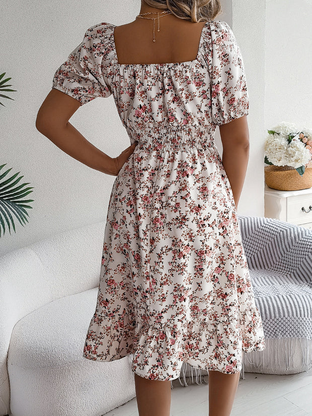 Liselotte – Robe fleurie féminine à manches bouffantes