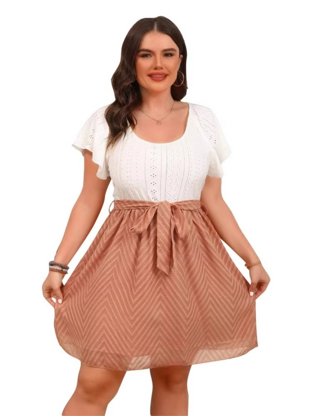 Carlotta - Robe féminine avec dentelle et nœud à la taille