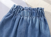 Marlene - Jupe en jean "boutons fleurs"