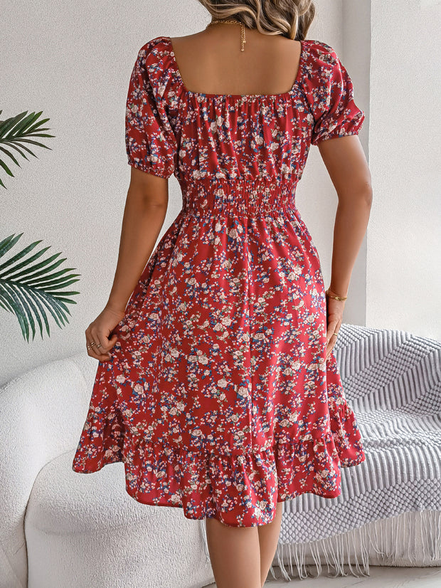 Liselotte – Robe fleurie féminine à manches bouffantes