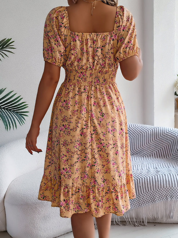 Liselotte – Robe fleurie féminine à manches bouffantes