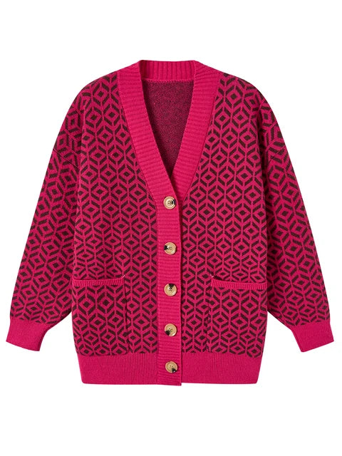 Lia - Cardigan élégant en maille avec patte de boutonnage