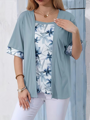 Carlotta - Modisches Fake-Zweiteiler-Shirt mit Print
