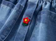Marlene - Jupe en jean "boutons fleurs"