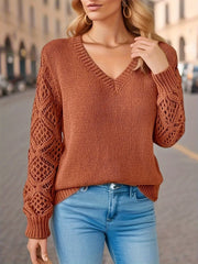 Elsie - Pull en maille unie à col en V