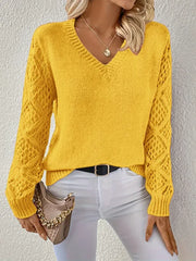 Elsie - Pull en maille unie à col en V