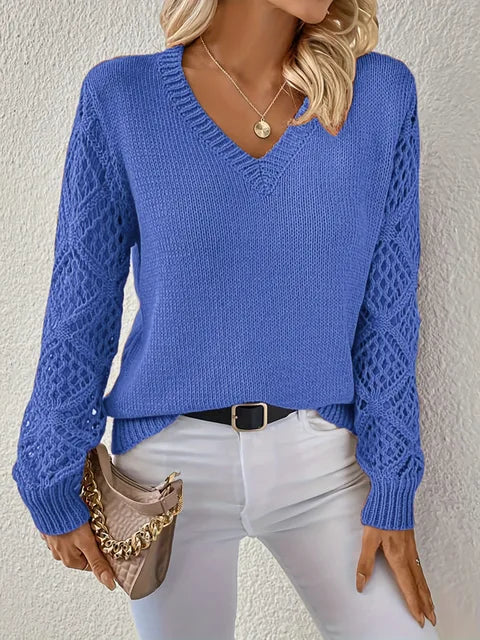 Elsie - Pull en maille unie à col en V