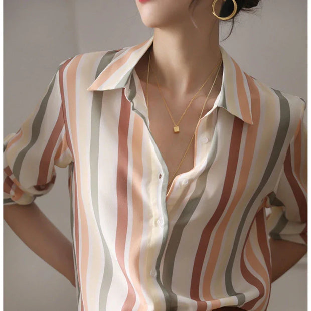 Julia - Satin-Vintage-Streifenshirt