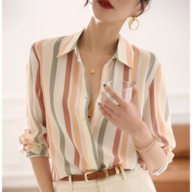 Julia - Satin-Vintage-Streifenshirt