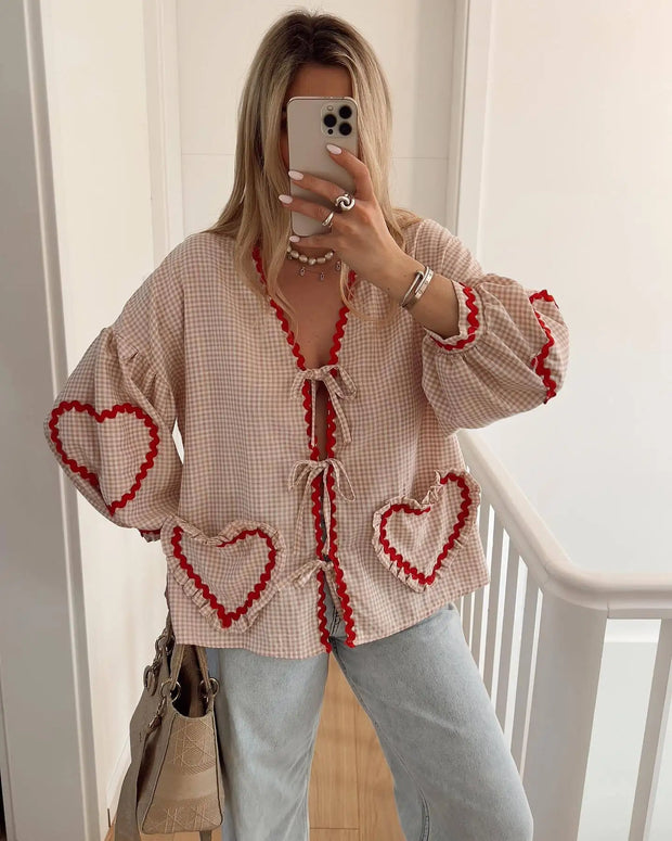 Julia - Vintage-Herztaschenhemd