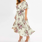 Karoline - Robe longue pour femme en mousseline fleurie