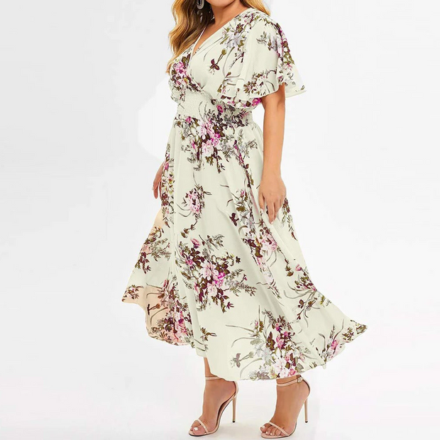 Karoline - Robe longue pour femme en mousseline fleurie