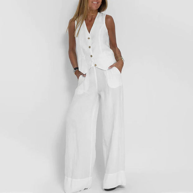 Julia - Ensemble blazer décontracté en lin