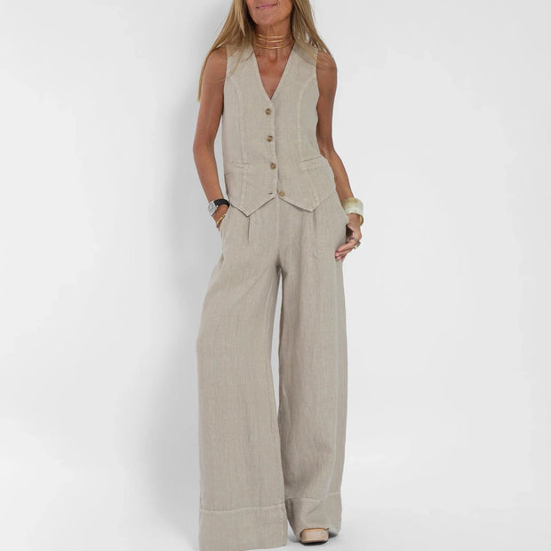 Julia - Ensemble blazer décontracté en lin
