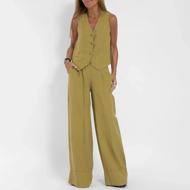 Julia - Ensemble blazer décontracté en lin
