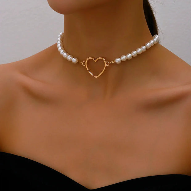 Ivy - Collier ras du cou élégant avec grand pendentif en cristal perlé