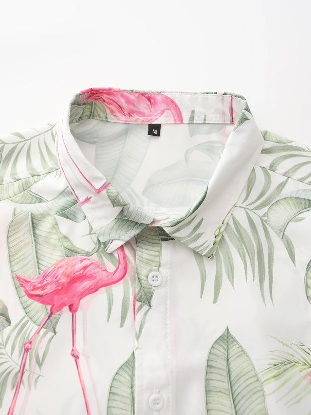 Darnulf - Kurzarmhemd mit tropischem Flamingo-Print