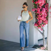 Sienna - Karierte Straight Jeans