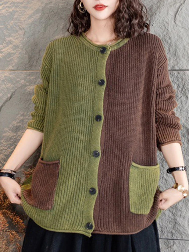 Elisaria - Cardigan élégant en maille avec dégradé de couleurs et boutons