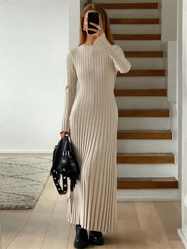 Felix - Robe longue côtelée à coupe moulante