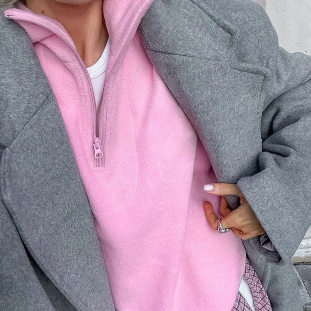 Elke - Fleecepullover mit halbem Reißverschluss