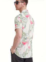 Darnulf - Kurzarmhemd mit tropischem Flamingo-Print