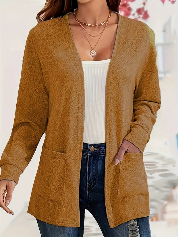 Magdalena – Stilvolle Strickjacke mit offener Front & Taschen