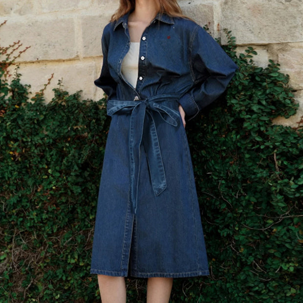Carwena - Robe chemise intemporelle avec ceinture à nouer