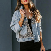 Robyn - Denim Jacke mit Leopardenmuster