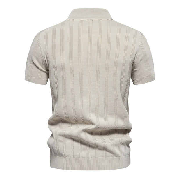 Jorven - Strukturiertes Poloshirt mit Retro-Streifen