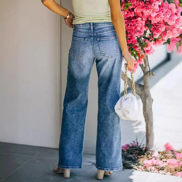 Sienna - Karierte Straight Jeans