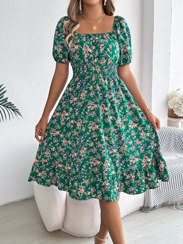 Liselotte – Robe fleurie féminine à manches bouffantes