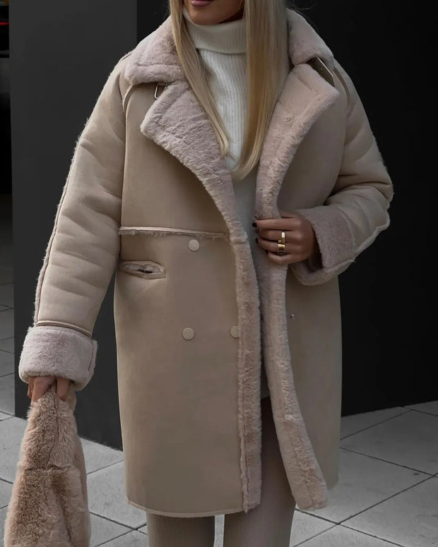 Luisa - Manteau douillet avec doublure en peau lainée en grande taille