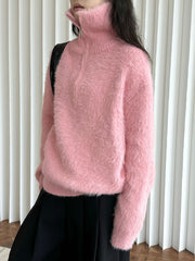 Gisela - Flauschiger Pullover mit Reißverschluss