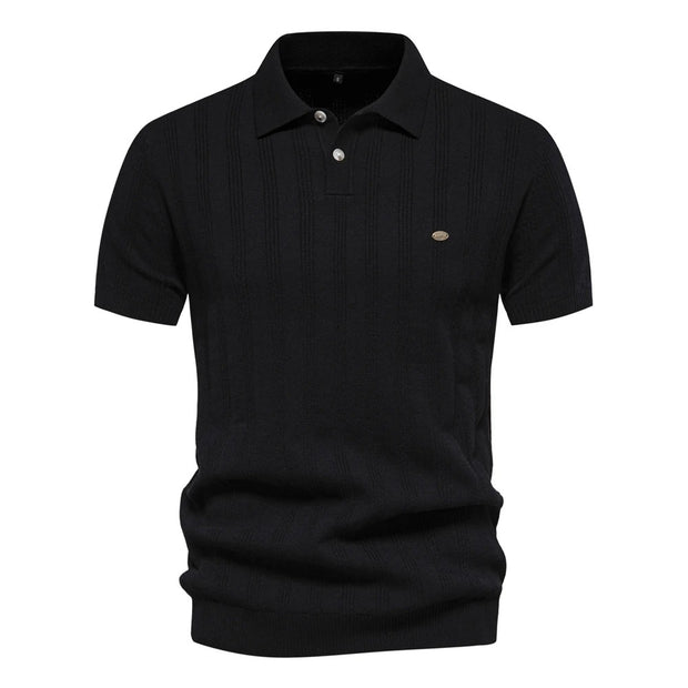 Jorven - Strukturiertes Poloshirt mit Retro-Streifen